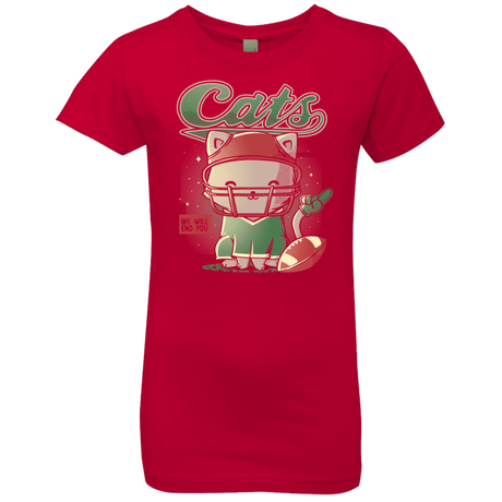 T-Shirts Red / YXS Cats Football Girls Premium T-Shirt