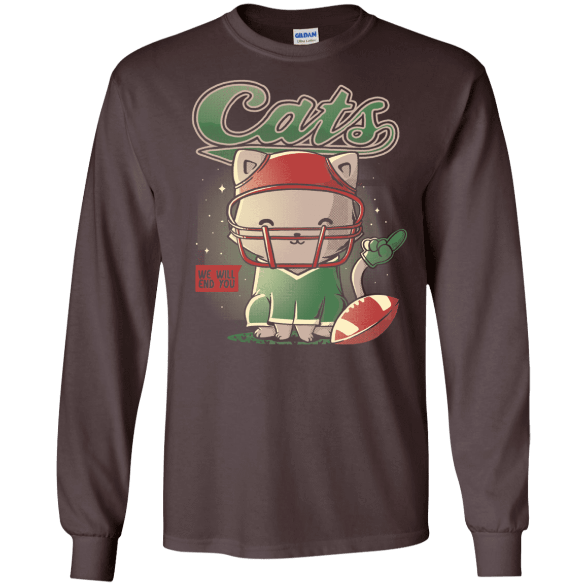 T-Shirts Dark Chocolate / S Cats Football Men's Long Sleeve T-Shirt