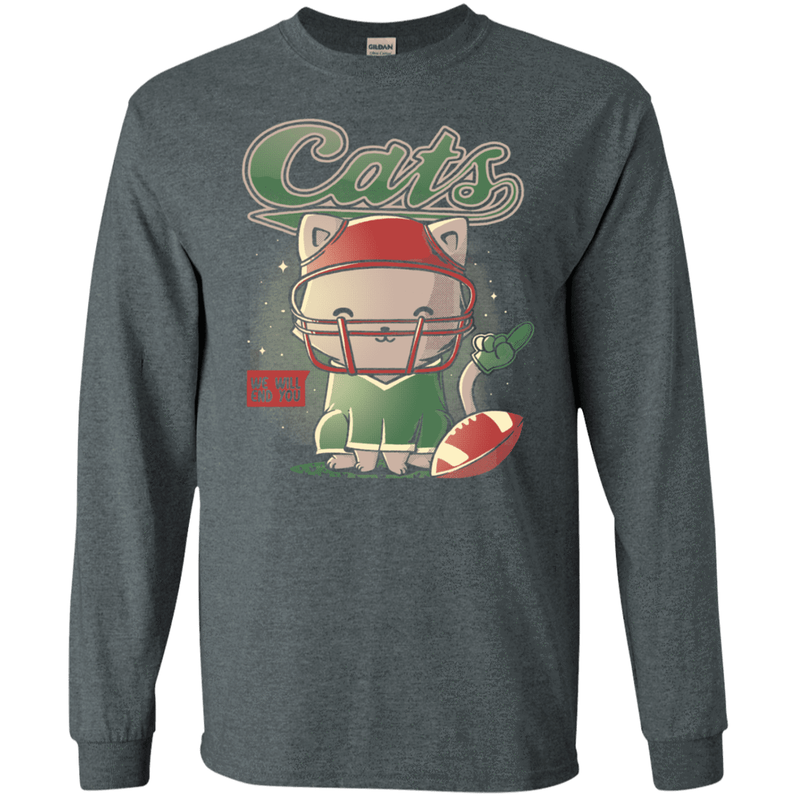 T-Shirts Dark Heather / S Cats Football Men's Long Sleeve T-Shirt