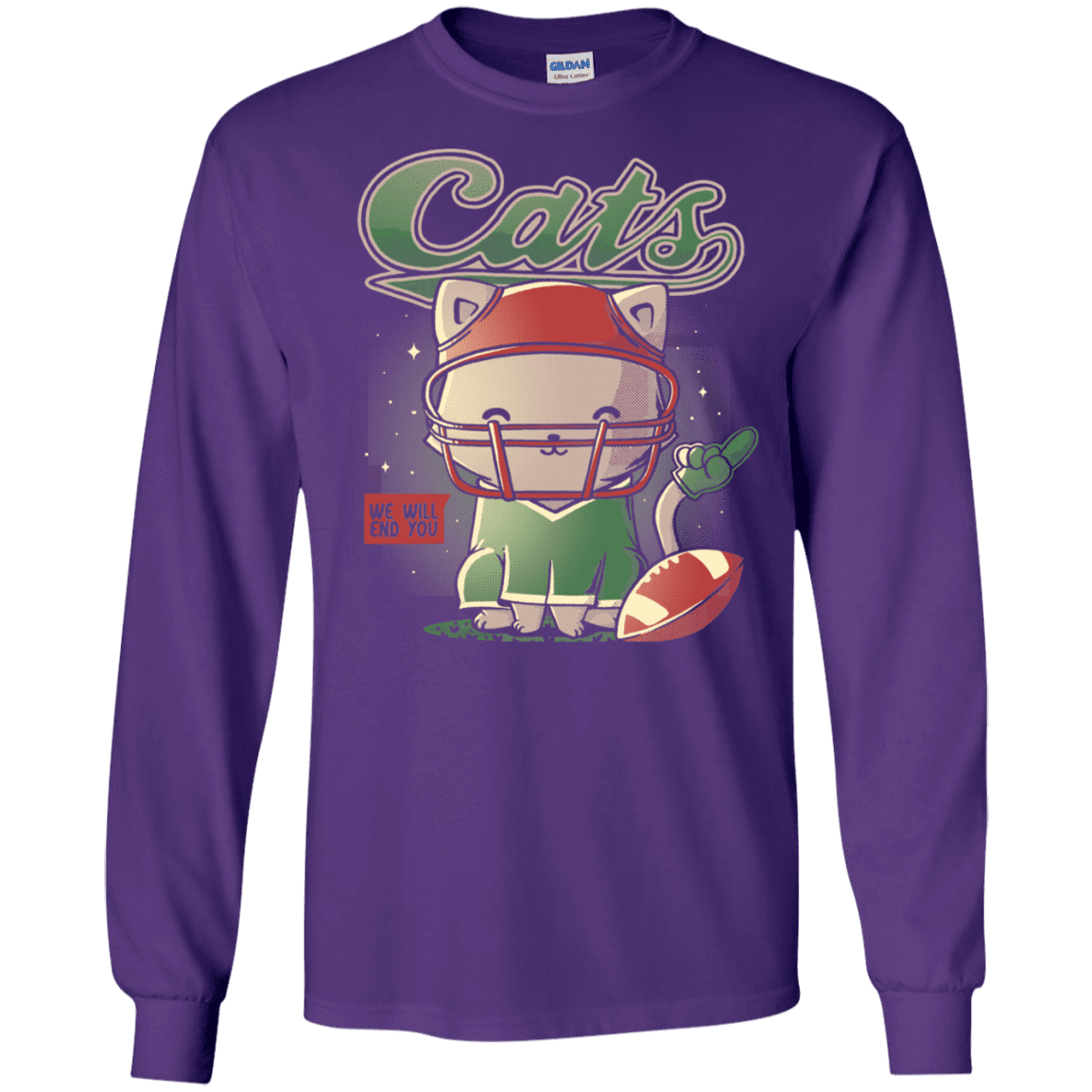 T-Shirts Purple / S Cats Football Men's Long Sleeve T-Shirt