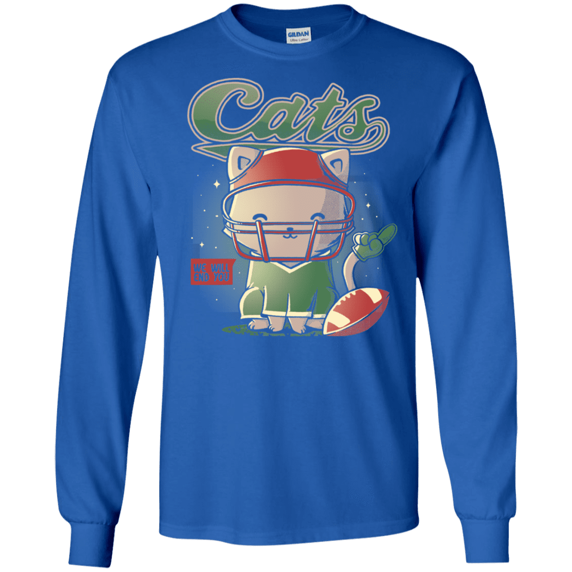 T-Shirts Royal / S Cats Football Men's Long Sleeve T-Shirt