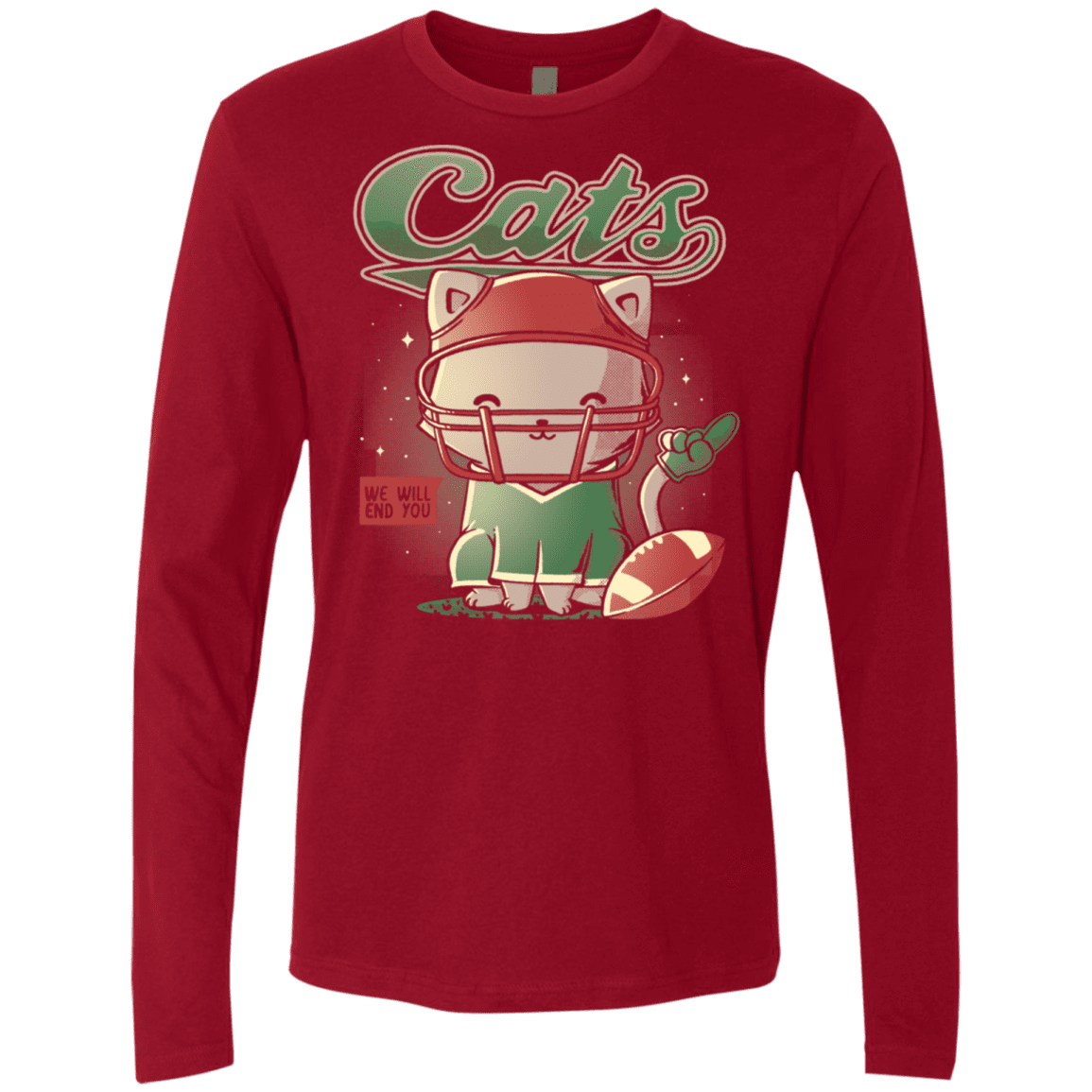 T-Shirts Cardinal / S Cats Football Men's Premium Long Sleeve