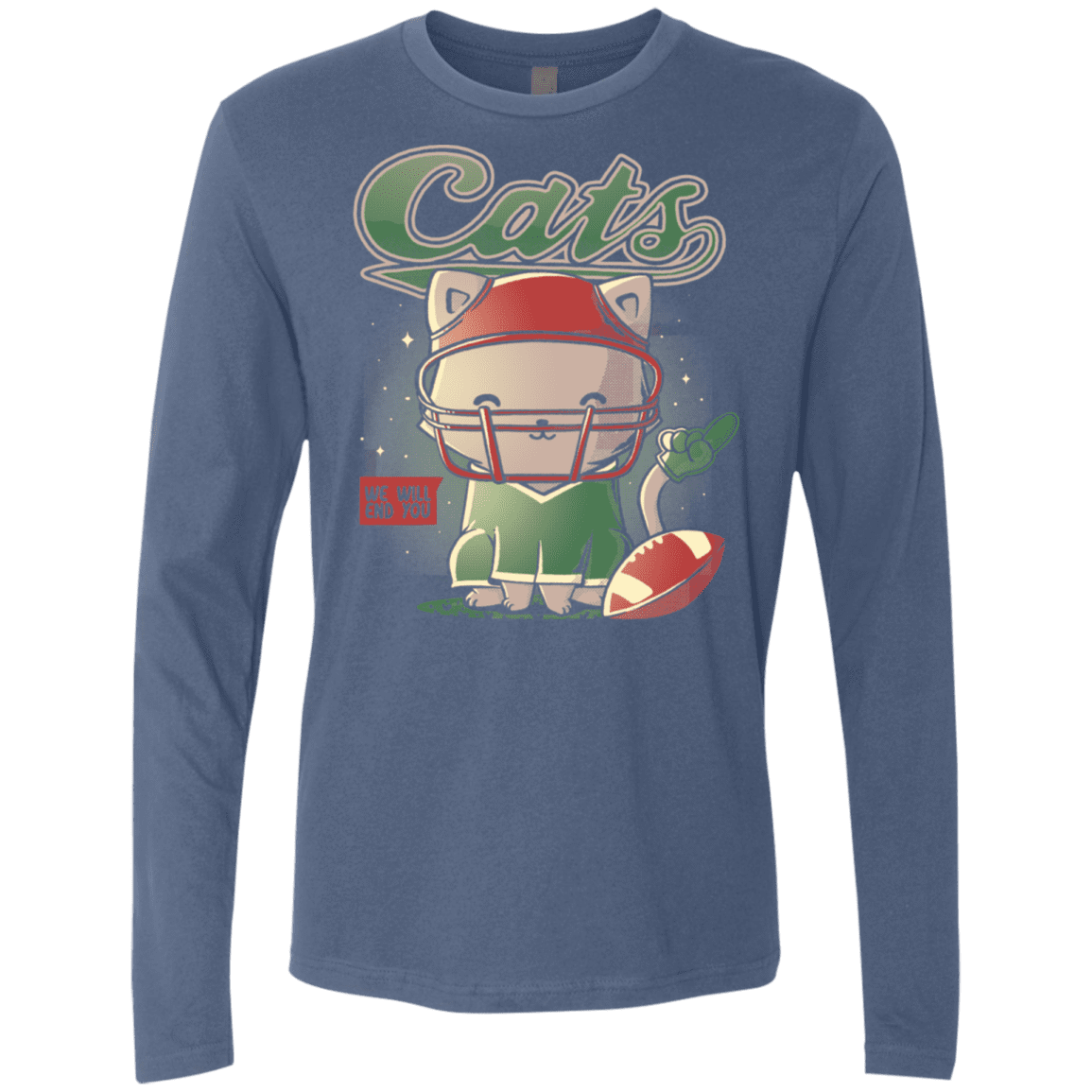 T-Shirts Indigo / S Cats Football Men's Premium Long Sleeve