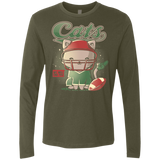 T-Shirts Military Green / S Cats Football Men's Premium Long Sleeve