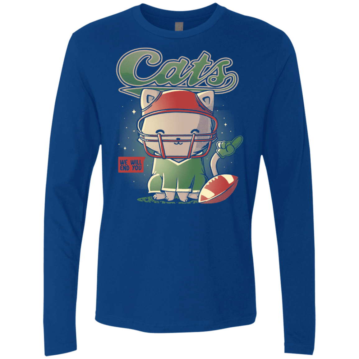 T-Shirts Royal / S Cats Football Men's Premium Long Sleeve