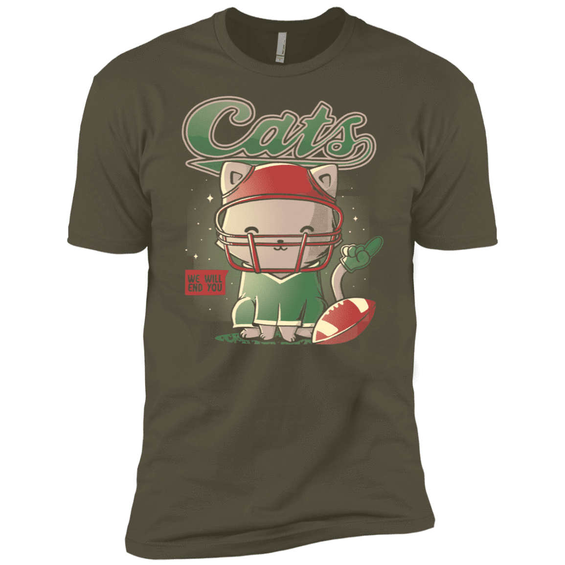 T-Shirts Military Green / X-Small Cats Football Men's Premium T-Shirt