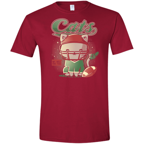 T-Shirts Cardinal Red / S Cats Football Men's Semi-Fitted Softstyle