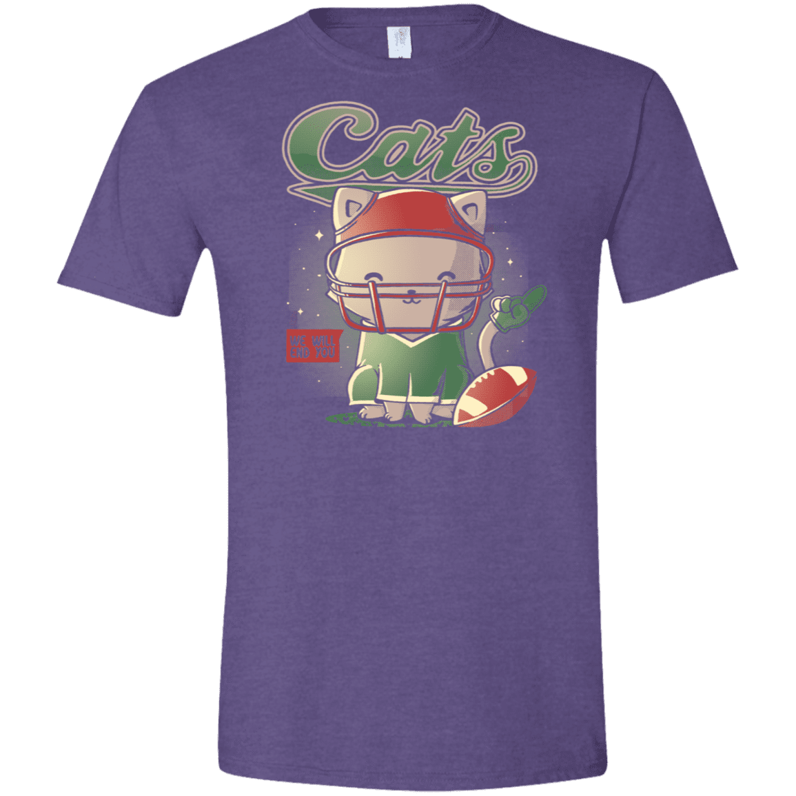 T-Shirts Heather Purple / S Cats Football Men's Semi-Fitted Softstyle