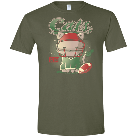 T-Shirts Military Green / S Cats Football Men's Semi-Fitted Softstyle