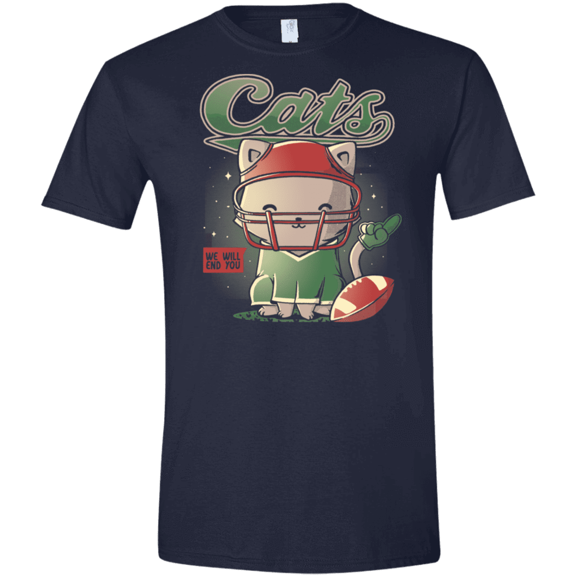 T-Shirts Navy / X-Small Cats Football Men's Semi-Fitted Softstyle