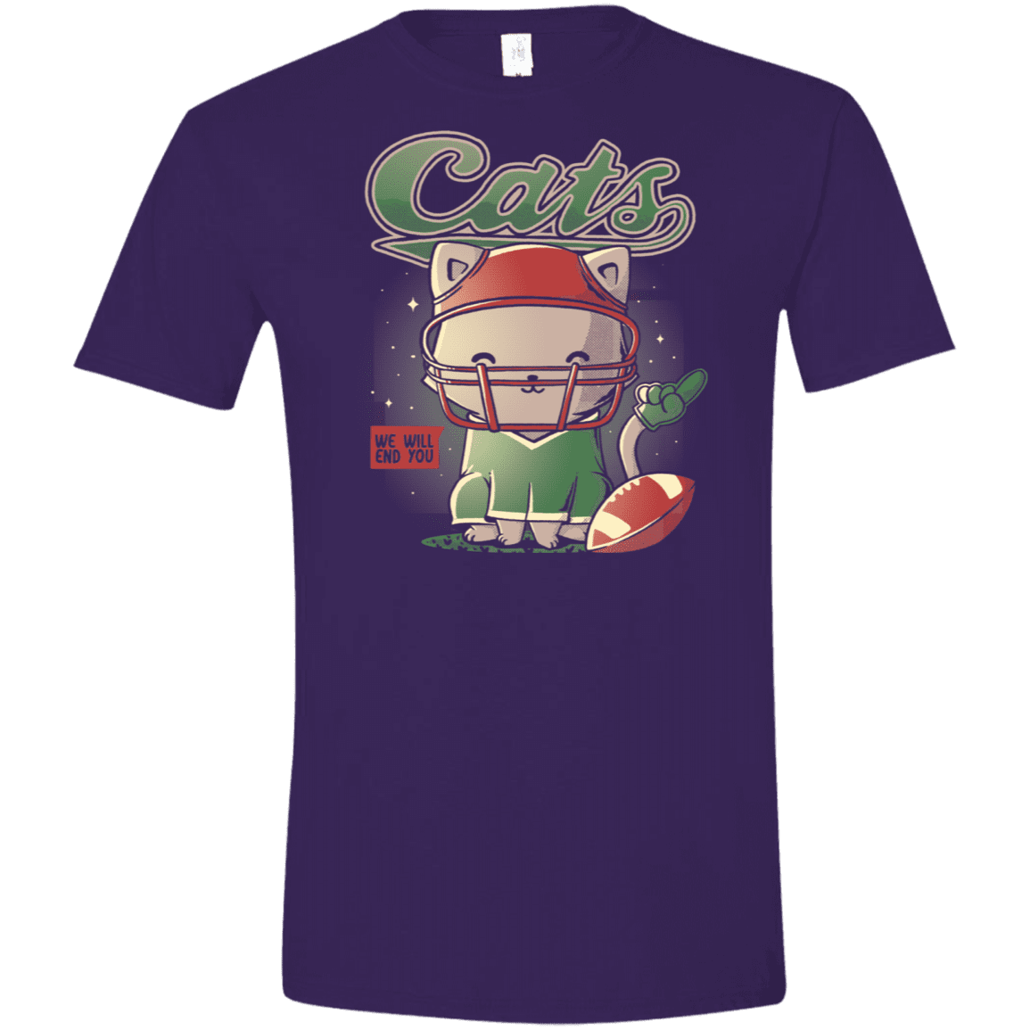 T-Shirts Purple / S Cats Football Men's Semi-Fitted Softstyle