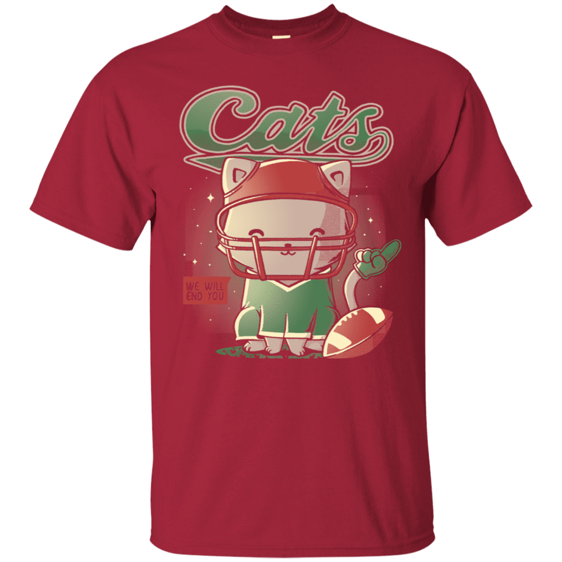 T-Shirts Cardinal / S Cats Football T-Shirt