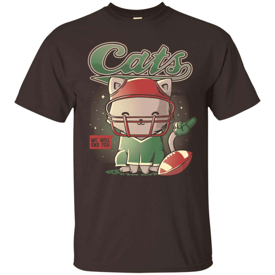 T-Shirts Dark Chocolate / S Cats Football T-Shirt
