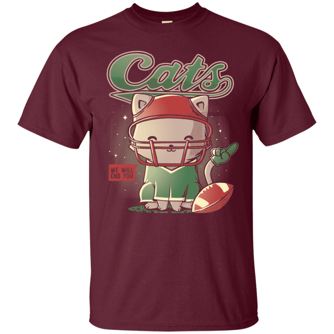 T-Shirts Maroon / S Cats Football T-Shirt