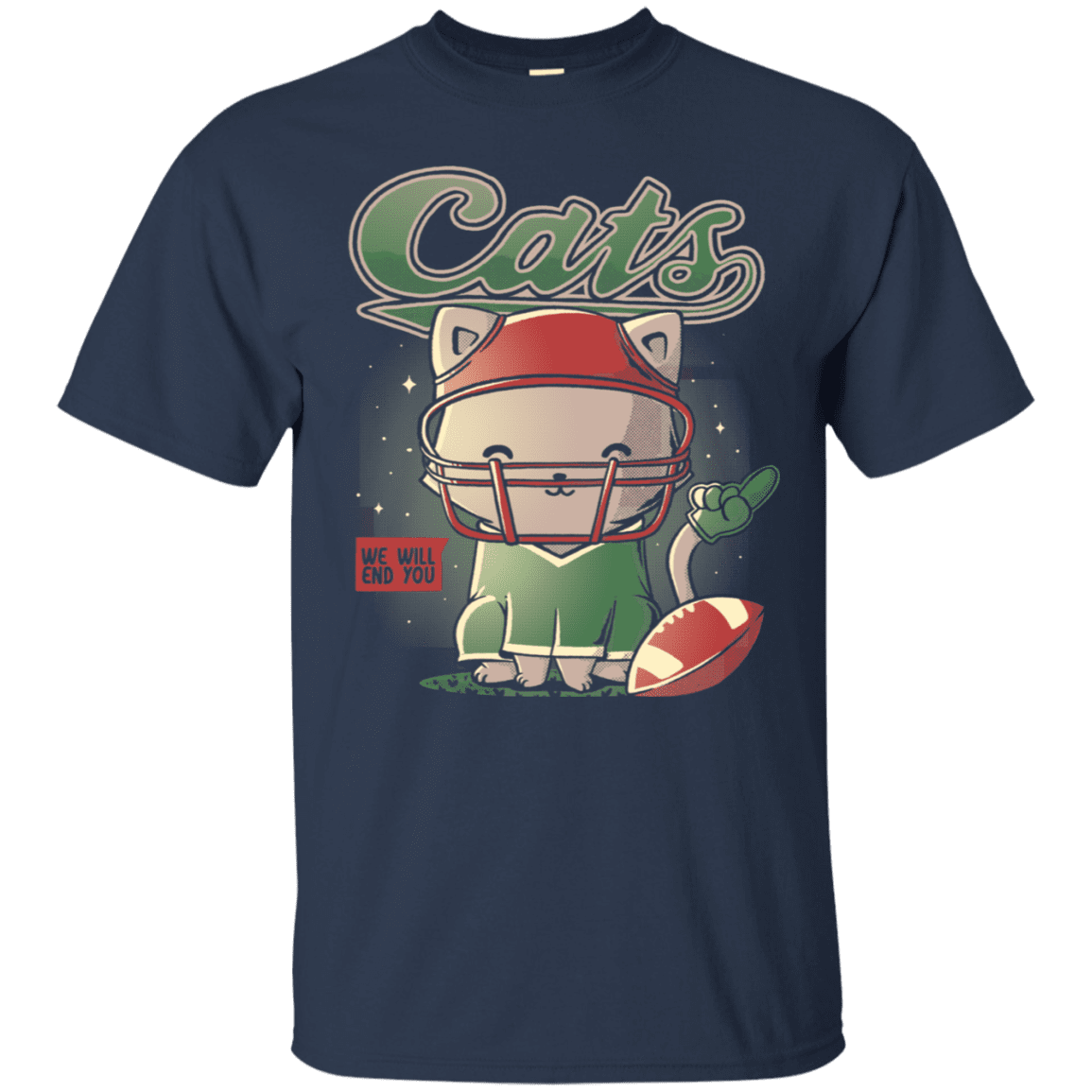 T-Shirts Navy / S Cats Football T-Shirt