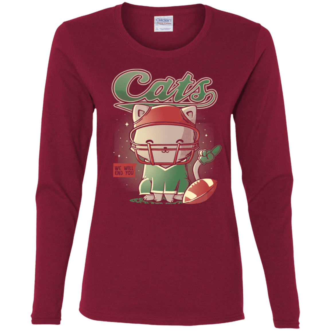 T-Shirts Cardinal / S Cats Football Women's Long Sleeve T-Shirt