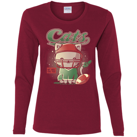 T-Shirts Cardinal / S Cats Football Women's Long Sleeve T-Shirt