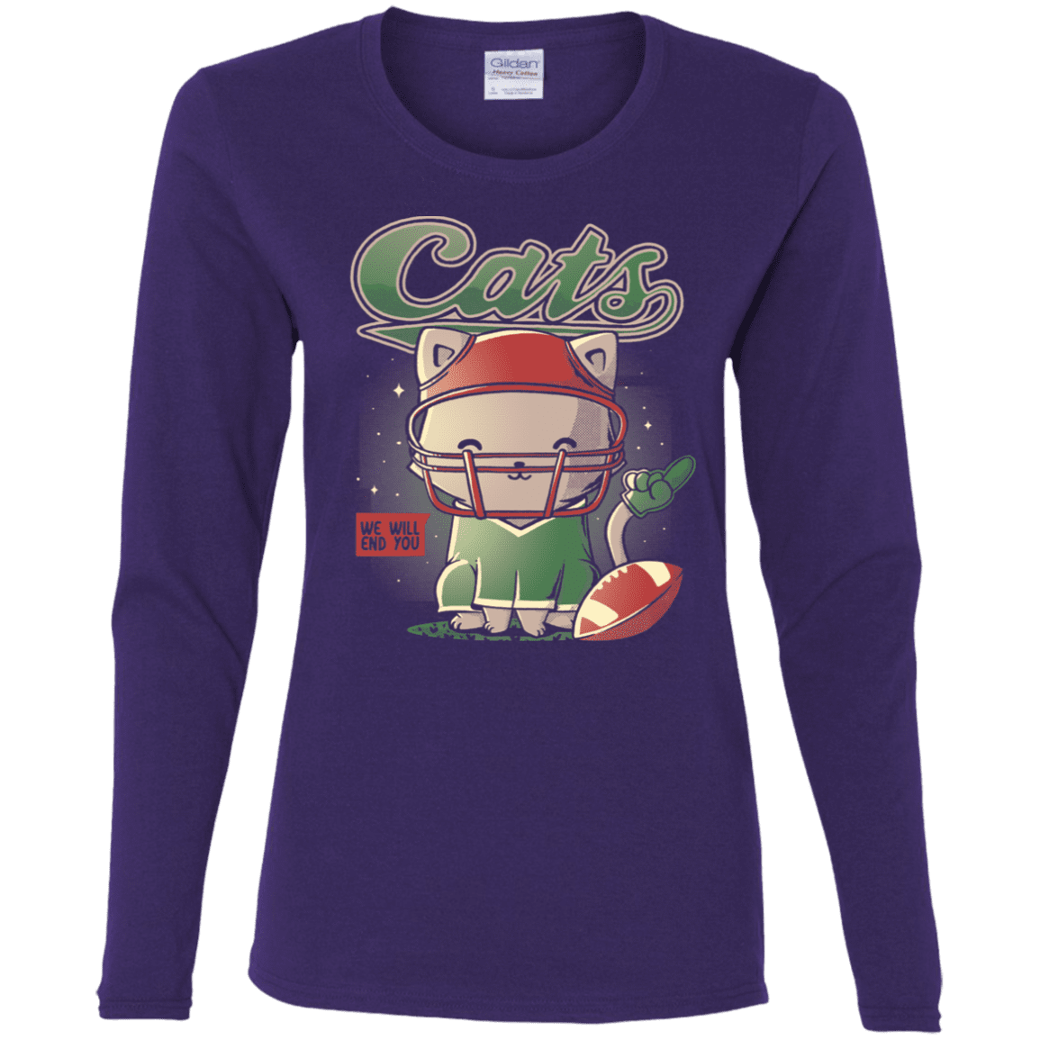 T-Shirts Purple / S Cats Football Women's Long Sleeve T-Shirt