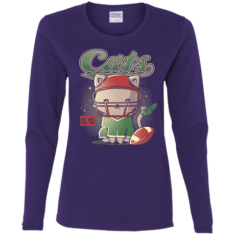 T-Shirts Purple / S Cats Football Women's Long Sleeve T-Shirt