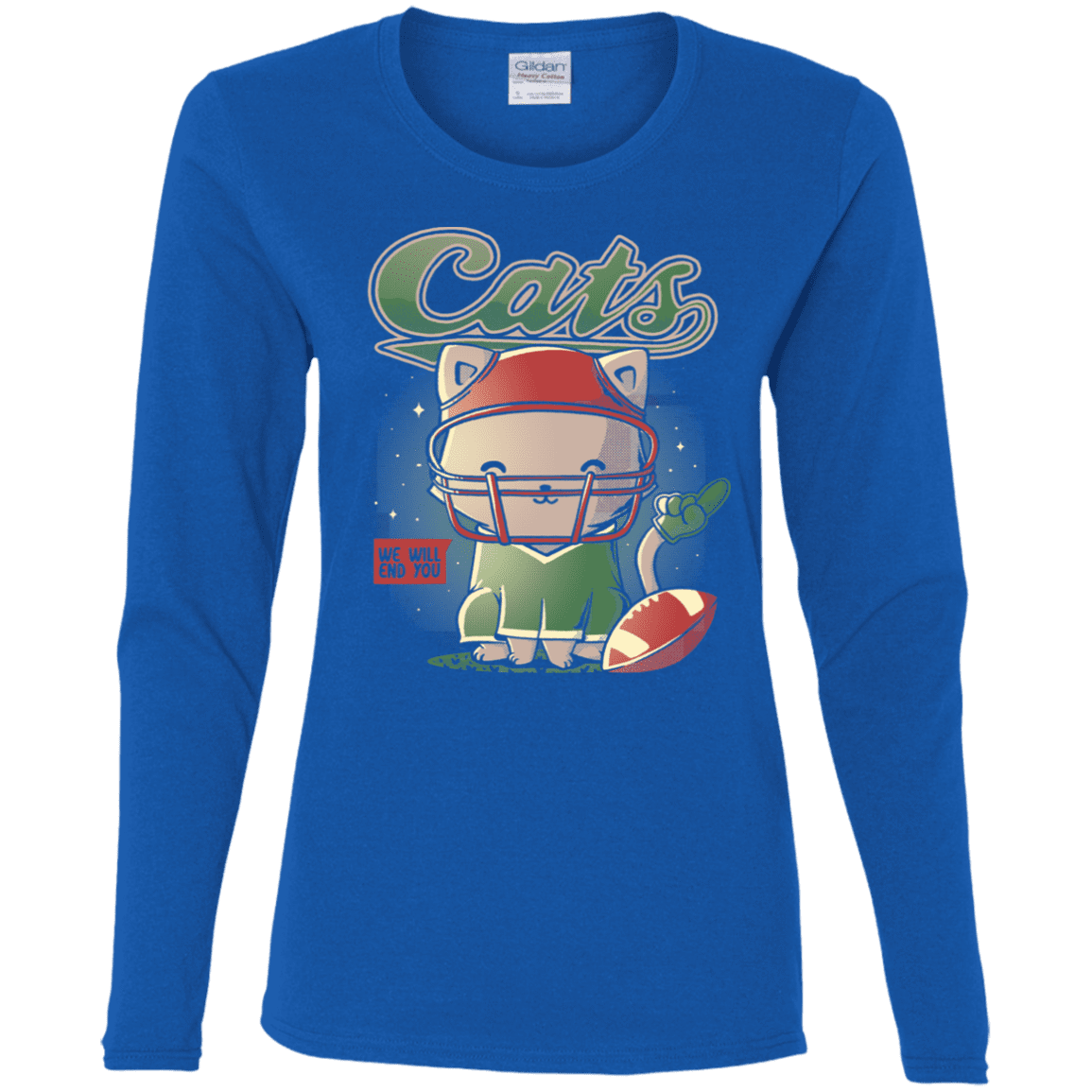 T-Shirts Royal / S Cats Football Women's Long Sleeve T-Shirt