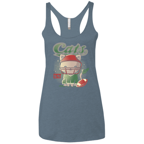 T-Shirts Indigo / X-Small Cats Football Women's Triblend Racerback Tank