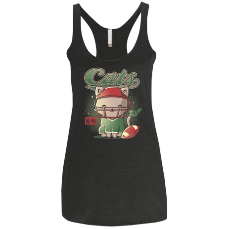 T-Shirts Vintage Black / X-Small Cats Football Women's Triblend Racerback Tank
