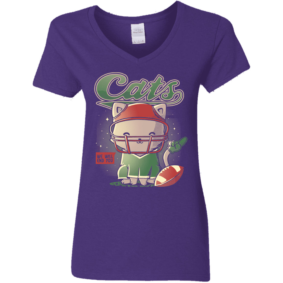 T-Shirts Purple / S Cats Football Women's V-Neck T-Shirt