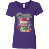 T-Shirts Purple / S Cats Football Women's V-Neck T-Shirt