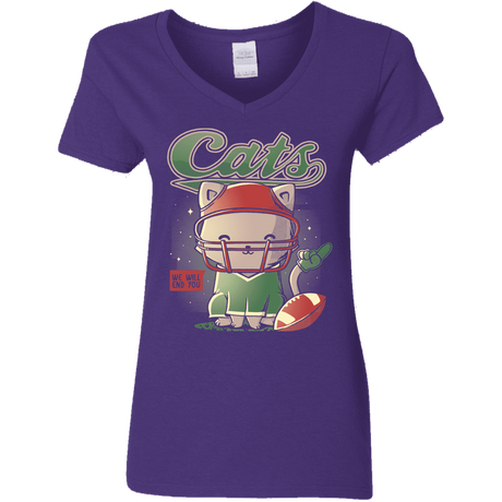 T-Shirts Purple / S Cats Football Women's V-Neck T-Shirt