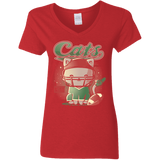 T-Shirts Red / S Cats Football Women's V-Neck T-Shirt