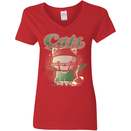 T-Shirts Red / S Cats Football Women's V-Neck T-Shirt