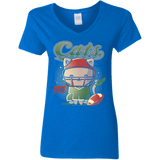 T-Shirts Royal / S Cats Football Women's V-Neck T-Shirt