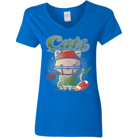 T-Shirts Royal / S Cats Football Women's V-Neck T-Shirt