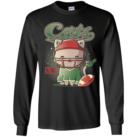 T-Shirts Black / YS Cats Football Youth Long Sleeve T-Shirt