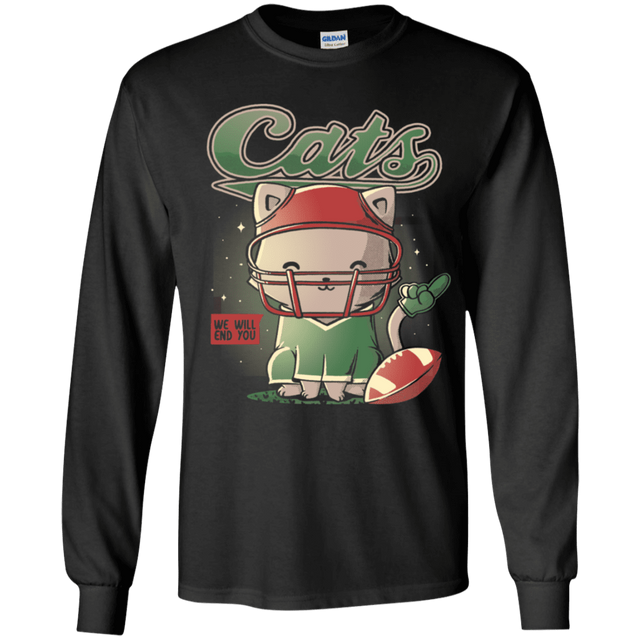 T-Shirts Black / YS Cats Football Youth Long Sleeve T-Shirt