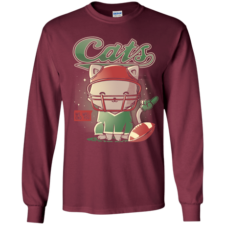 T-Shirts Maroon / YS Cats Football Youth Long Sleeve T-Shirt