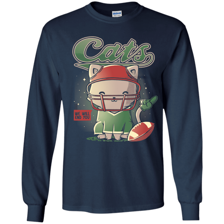 T-Shirts Navy / YS Cats Football Youth Long Sleeve T-Shirt