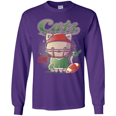 T-Shirts Purple / YS Cats Football Youth Long Sleeve T-Shirt