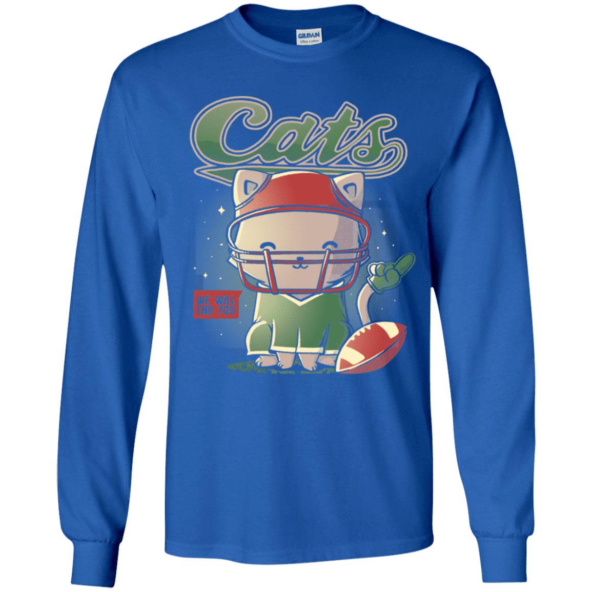 T-Shirts Royal / YS Cats Football Youth Long Sleeve T-Shirt