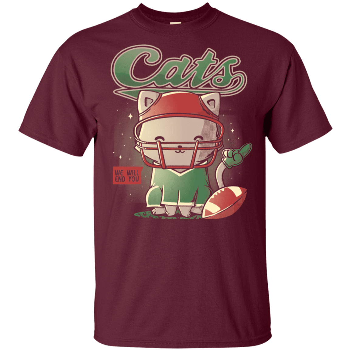T-Shirts Maroon / YXS Cats Football Youth T-Shirt