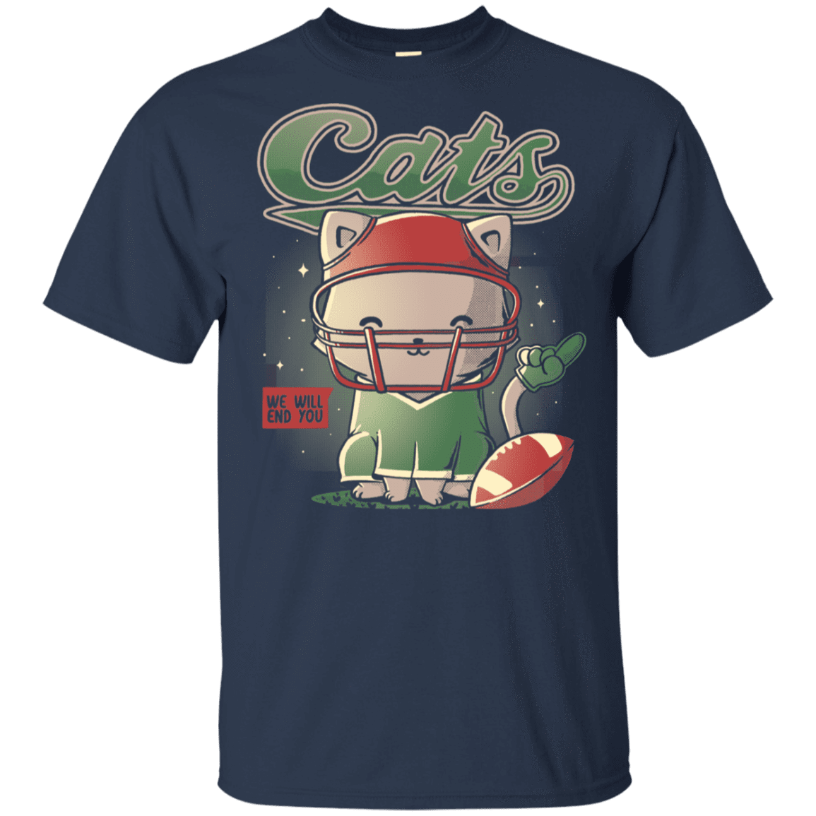 T-Shirts Navy / YXS Cats Football Youth T-Shirt