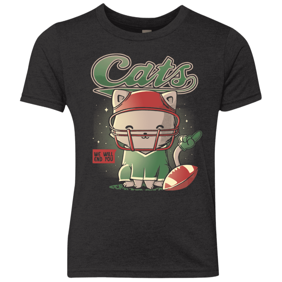 T-Shirts Vintage Black / YXS Cats Football Youth Triblend T-Shirt