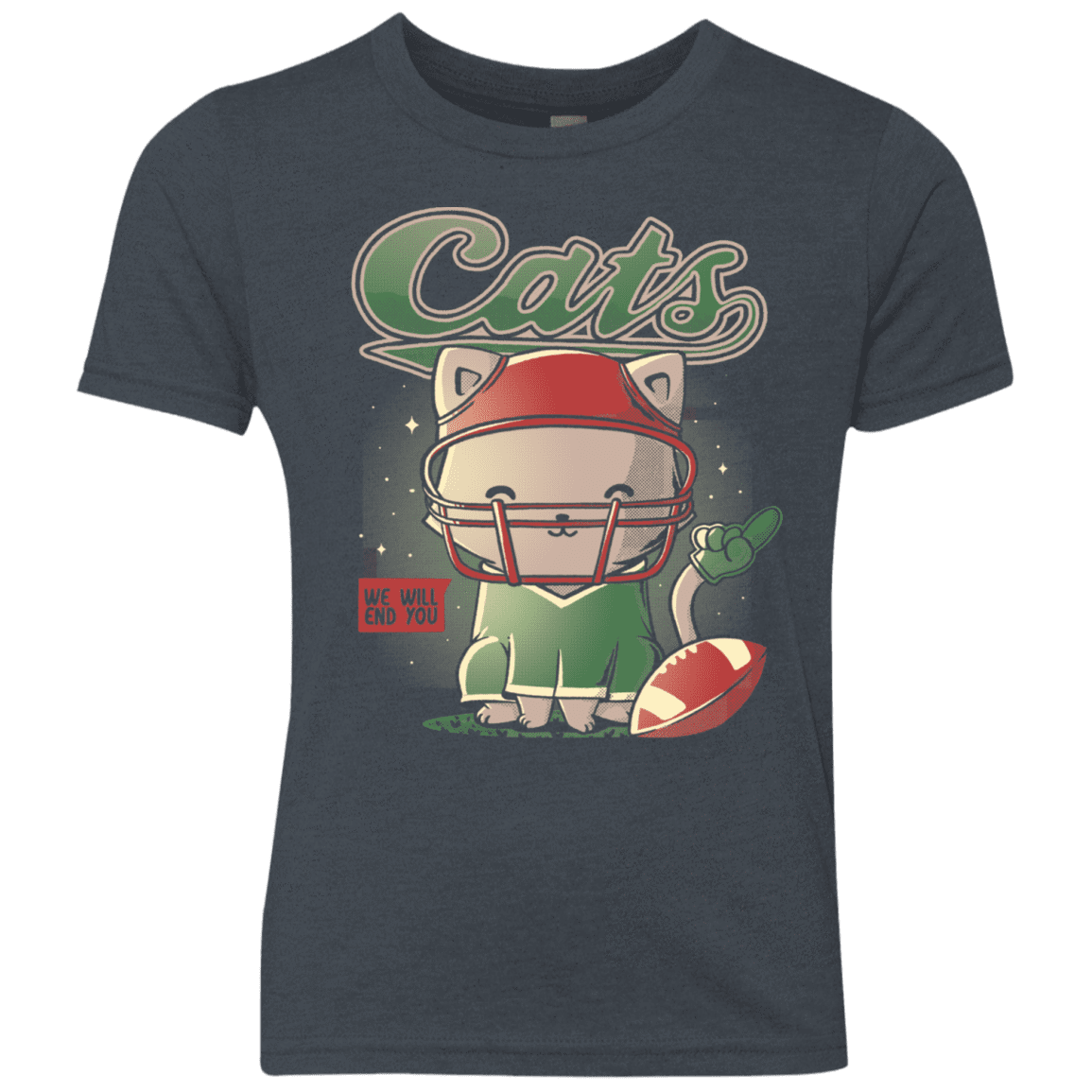 T-Shirts Vintage Navy / YXS Cats Football Youth Triblend T-Shirt