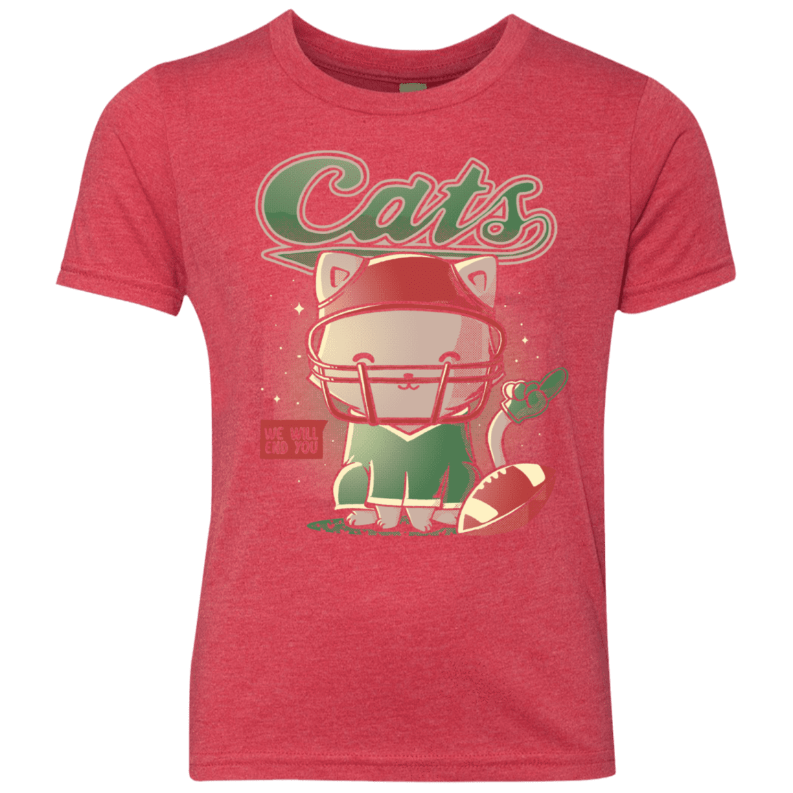 T-Shirts Vintage Red / YXS Cats Football Youth Triblend T-Shirt