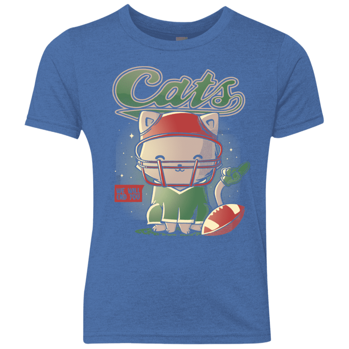 T-Shirts Vintage Royal / YXS Cats Football Youth Triblend T-Shirt
