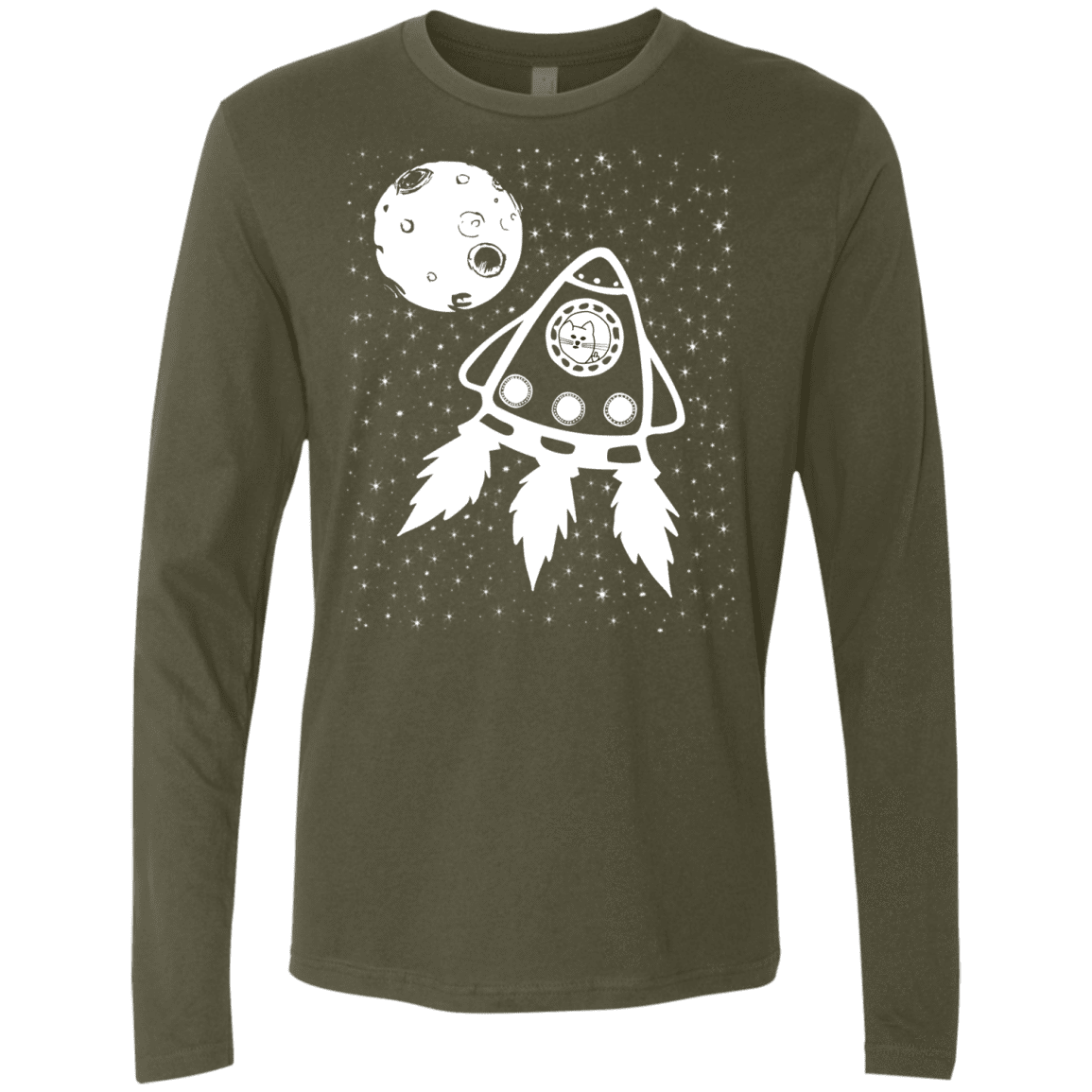 T-Shirts Military Green / S Catstronaut Men's Premium Long Sleeve