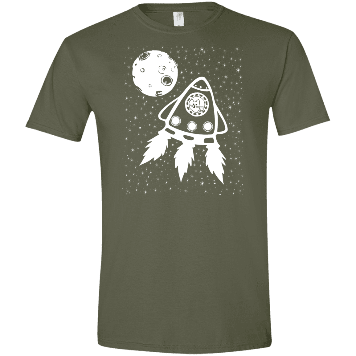 T-Shirts Military Green / S Catstronaut Men's Semi-Fitted Softstyle