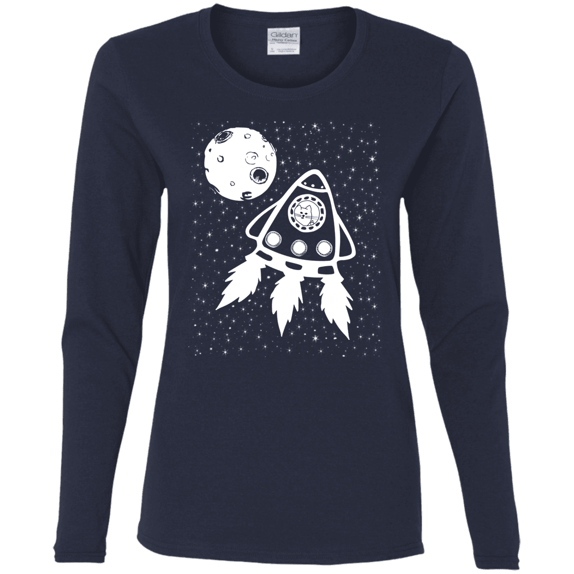 T-Shirts Navy / S Catstronaut Women's Long Sleeve T-Shirt