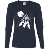 T-Shirts Navy / S Catstronaut Women's Long Sleeve T-Shirt