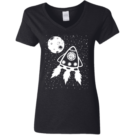 T-Shirts Black / S Catstronaut Women's V-Neck T-Shirt